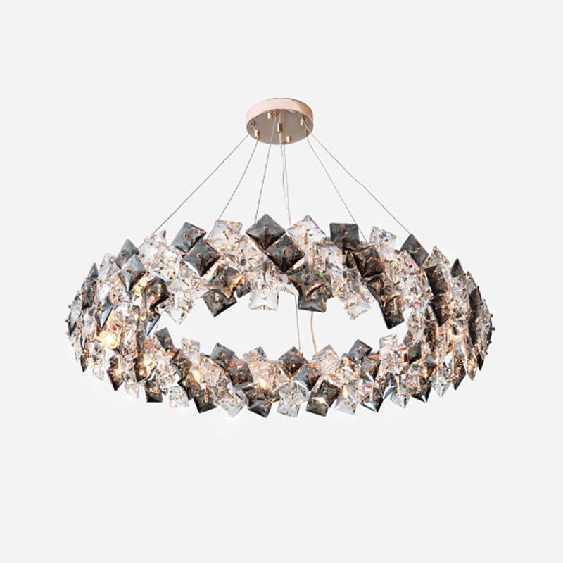 Luci a sospensione geometrica Modern Crystal Crystal Crystal Apparecchiatura di illuminazione in grigio
