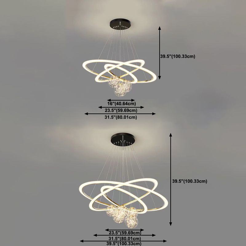 Multi Lights Ring Pendant Chandelier Modern Style Metal Hanging Lamps