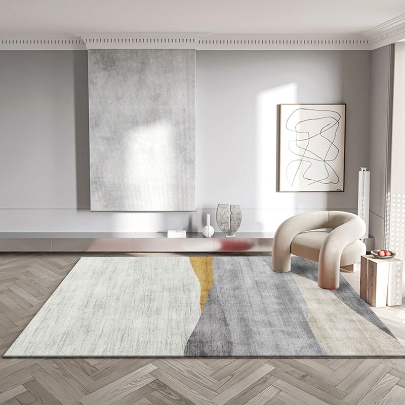 Modern Color Block Rug Polyester Area Carpet Stain Resistant Indoor Rug for Home Decoration