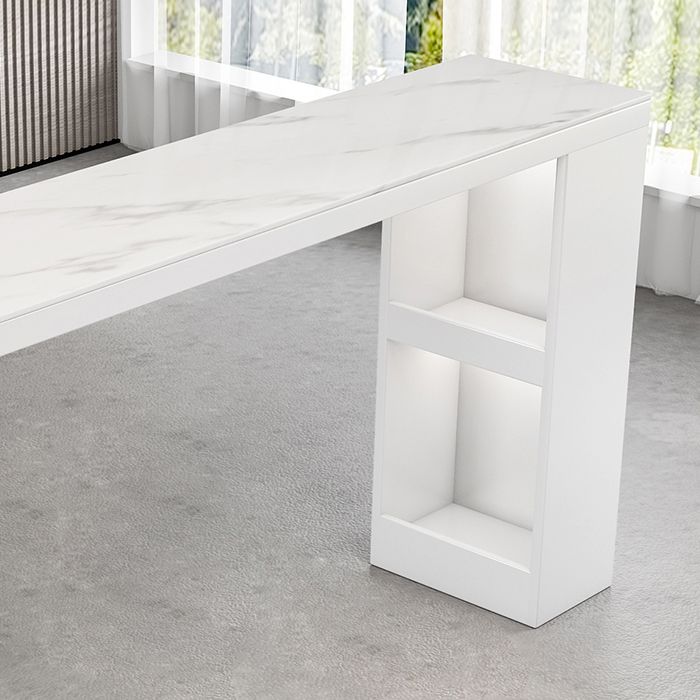 Modern Rectangle Bar Dining Table Bar Height Cocktail Table with Metal Base