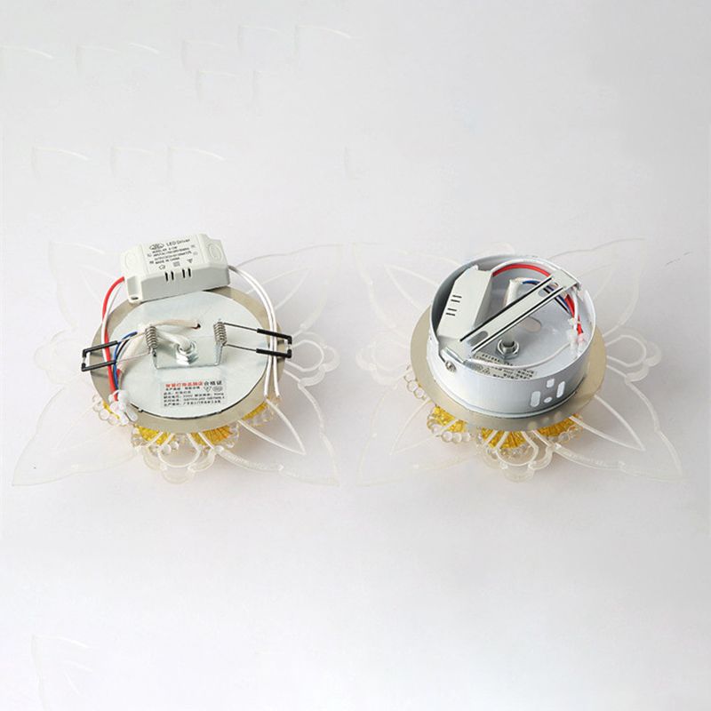 Floral Shape Corridor Flush Mount Lighting Crystal Minimalist LED Flush Mount in Yellow