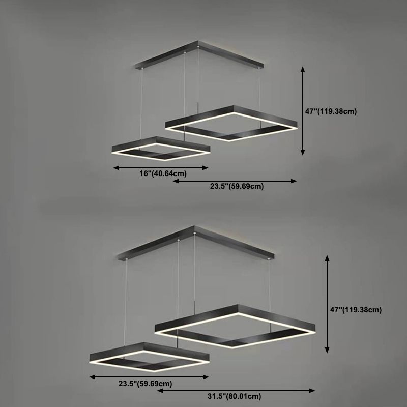 Multi luces lámparas colgantes de vidrio de estilo colgante cuadrado en negro