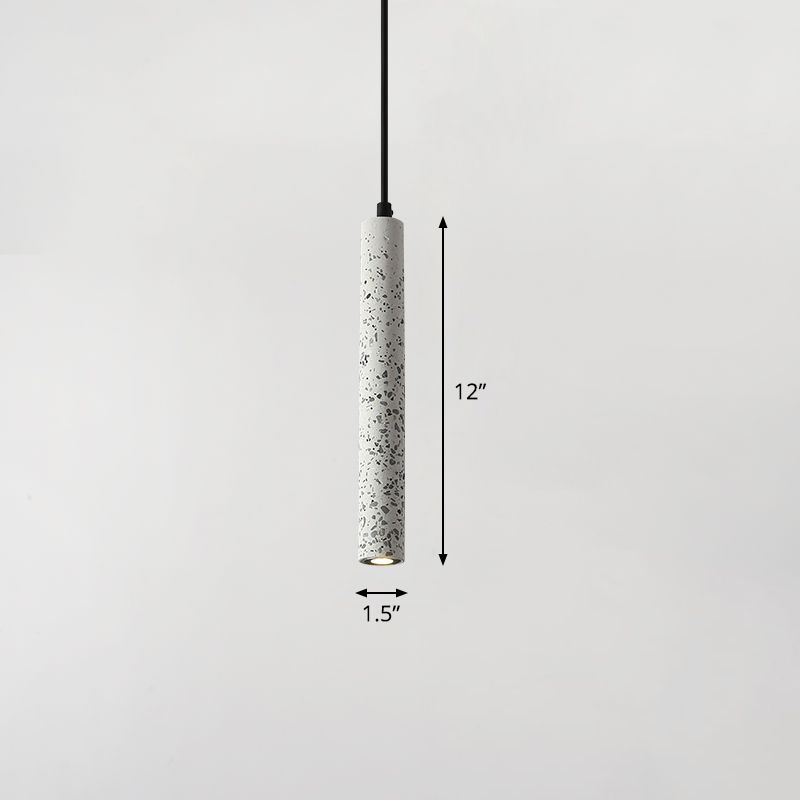 Tubular Bedside Down Lighting Pendant Terrazzo Simplicity LED Suspension Light Fixture