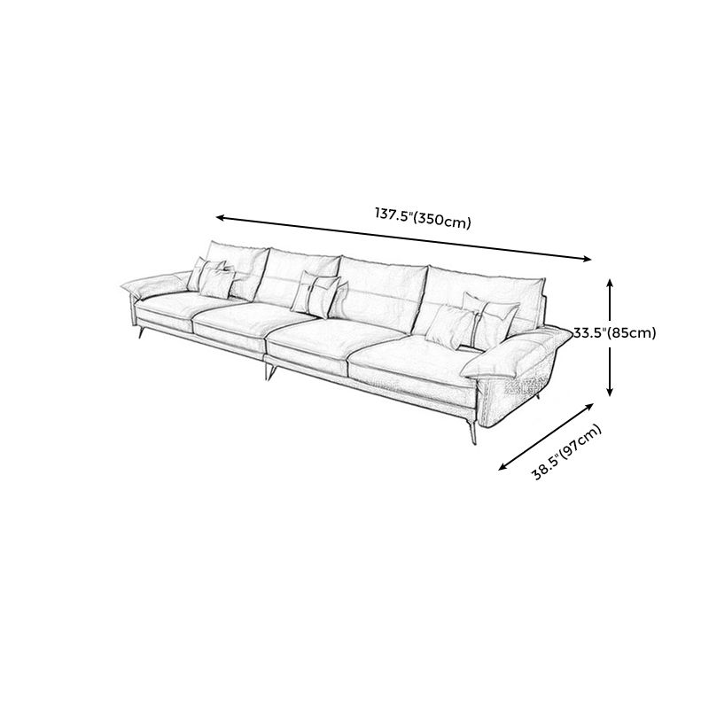 Brown Genuine Leather Sectional Sofa Set Pillow Top Arm Sectionals Couch with Pillows