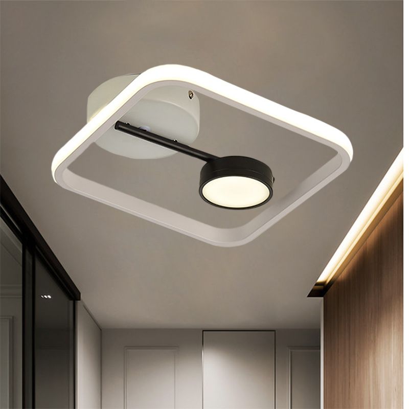 Plafonnier LED minimaliste avec abat-jour en métal, plafonnier carré noir et blanc/noir et or, lumière chaude/blanche