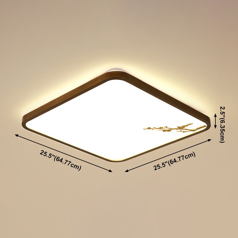 Modern Geometric LED Ceiling Lamp Wood 1 Light Flush Mount for Aisle Bedroom