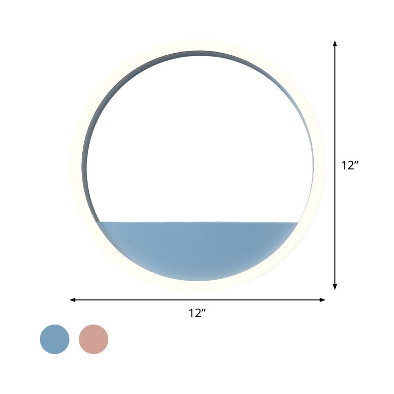 Luce da parete a monte a filo di ferro macaron rosa/blu 12 "/16" illuminazione a LED larga a LED in luce calda/bianca con funzione di portapacchi di conservazione