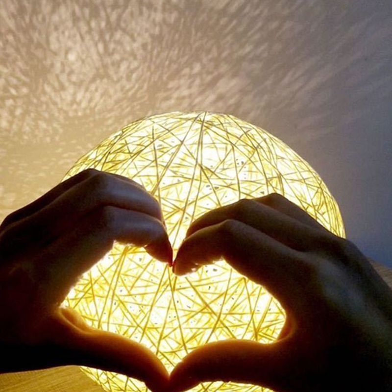 Macaron Table Lampe à LED de lampe à LED Light avec teinte de rotin pour le salon