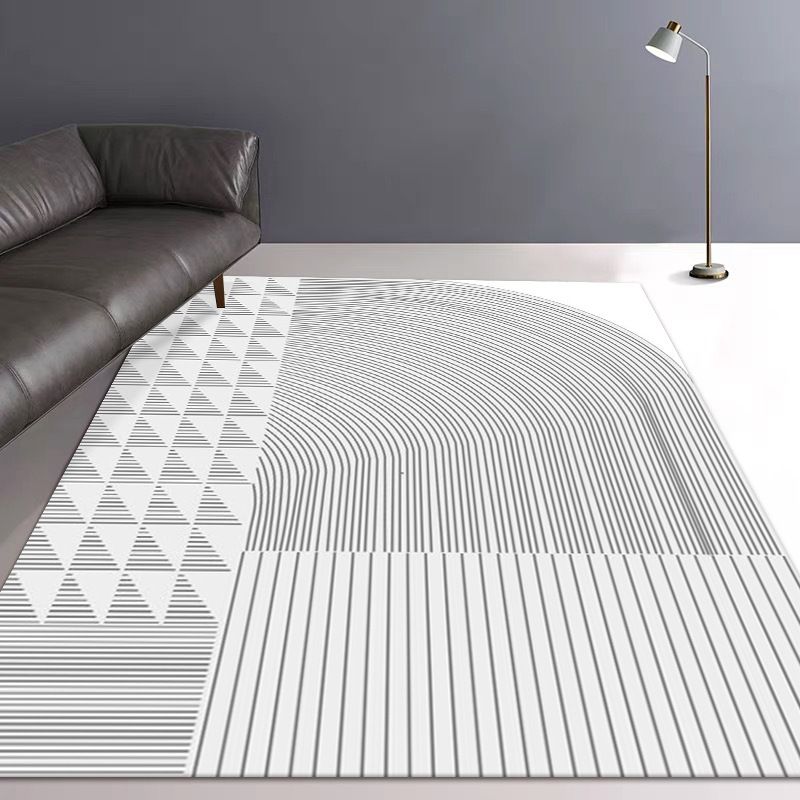 Chic Geometric Pattern Rug Black Modern Carpet Anti-Slip Washable Area Rug for Home Decor