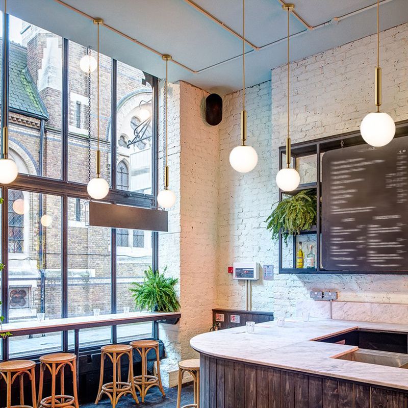 Glass Spherical Pendant Lighting Fixture Modern Style Hanging Pendant Light for Bedroom