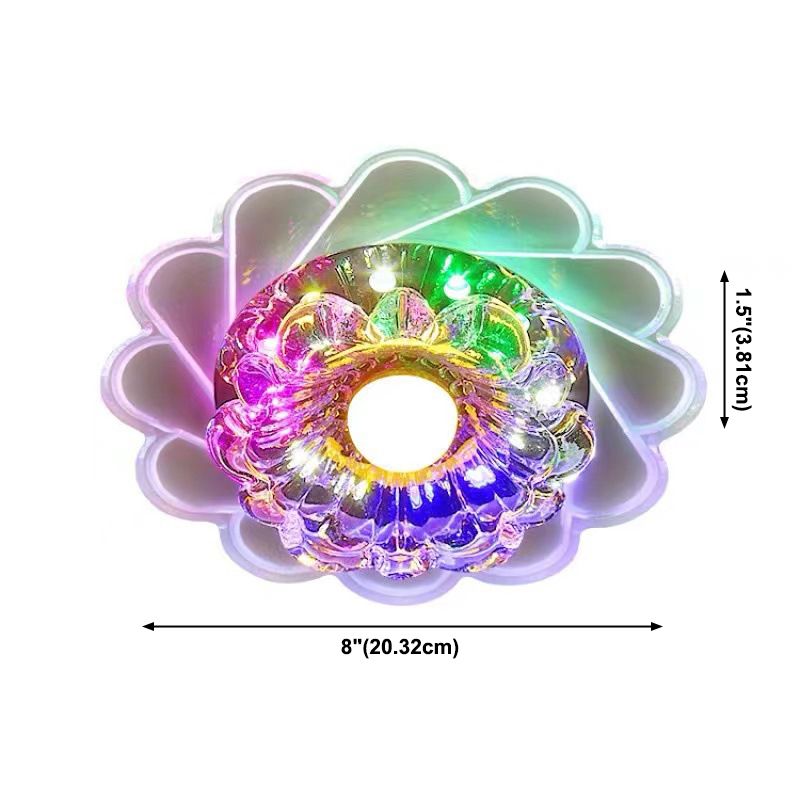 Concealed Crystal LED Flush Light Fixture Flower Ceiling Flush Mount with Hole 2-3.5'' Dia