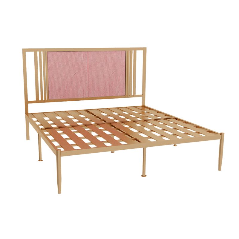 Metal and Upholstered Standard Bed Glam 45" Tall Open-Frame Bed