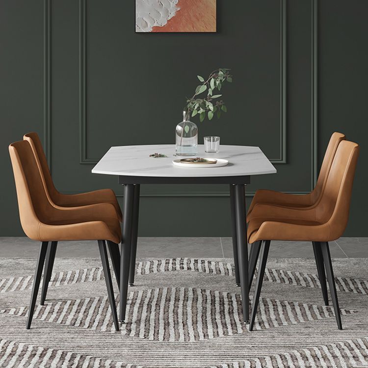 Extendable Luxury Dining Table Adjustable Sintered Stone Top Table with 4 Legs
