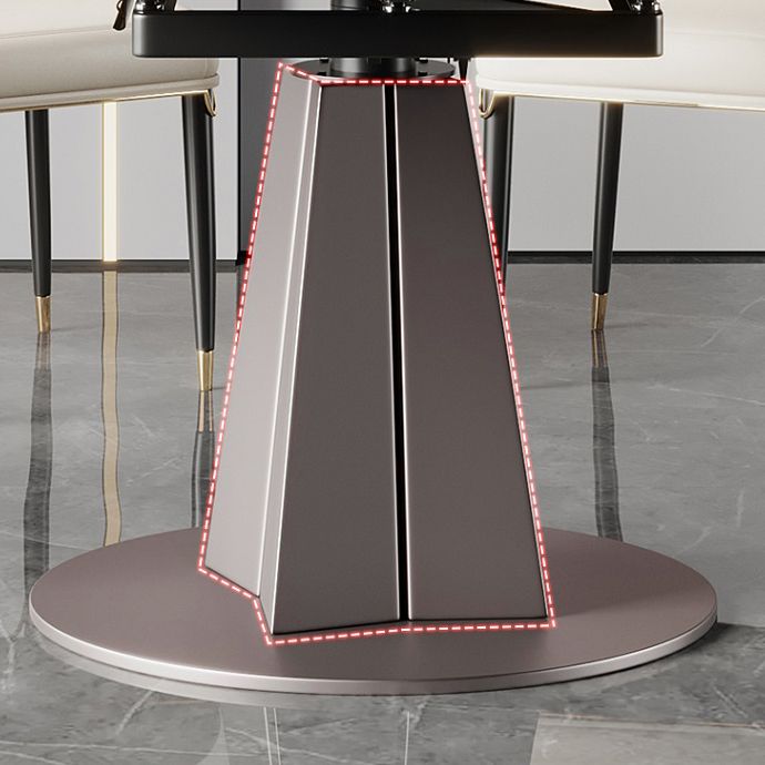 Metal and Slate Table Modern Minimalist Family Retractable Round Dining Table
