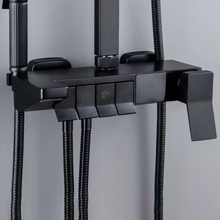 Square Metal Shower System Volume Control Dual Shower Head Shower Faucet with Shower Arm