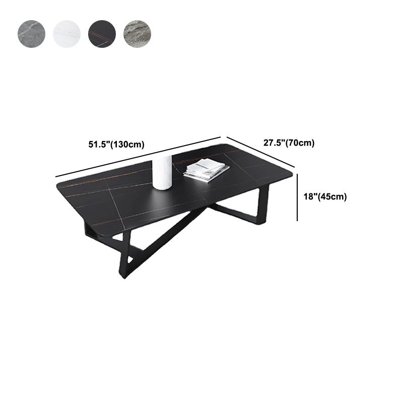 Cross Table Base Design Rectangular Slate Table Glam Style Coffee Table