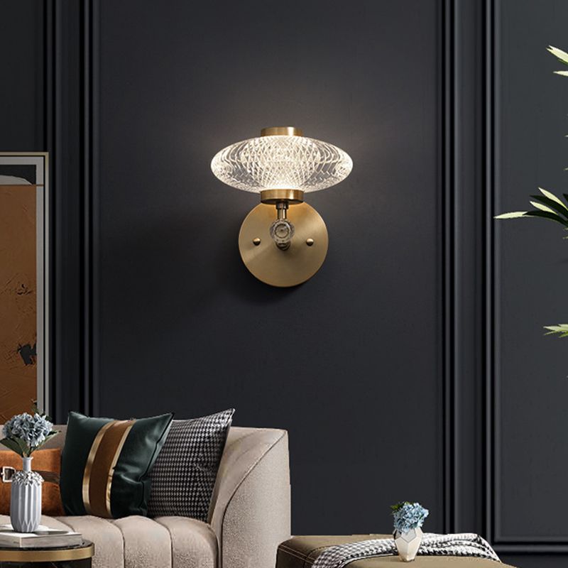 Brass Geometric Wall Light Postmodern 7" Wide Wall Sconce for Living Room