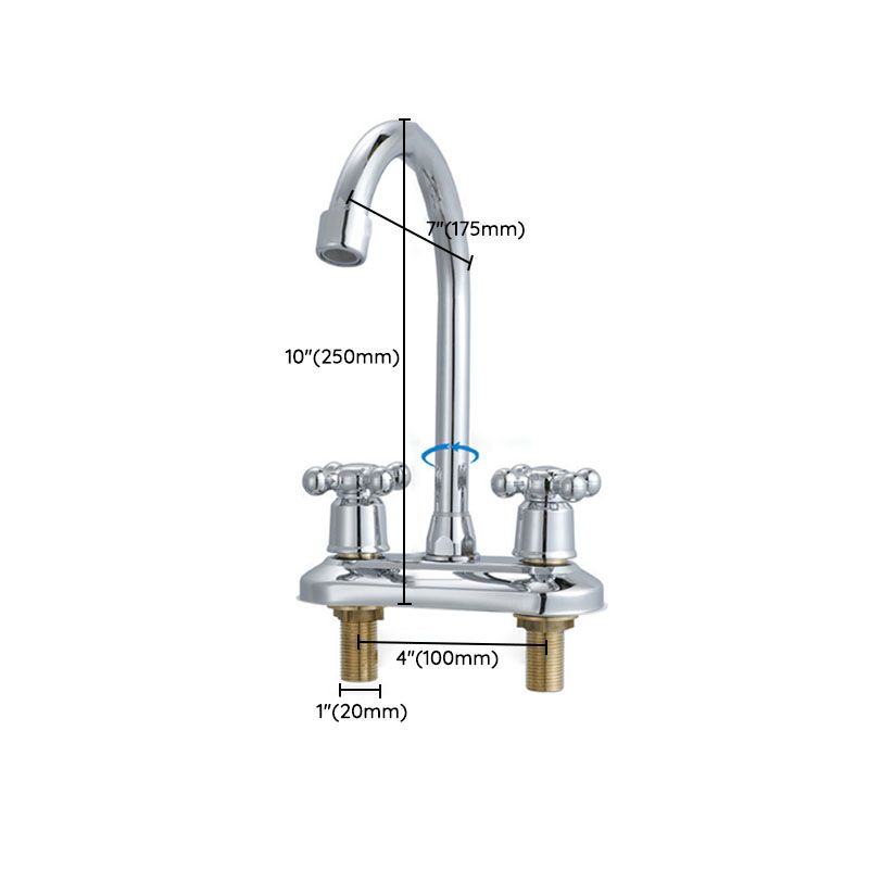 Knob Handle Center Faucet Contemporary Design Vessel Faucet 2 Hole Faucet for Bathroom