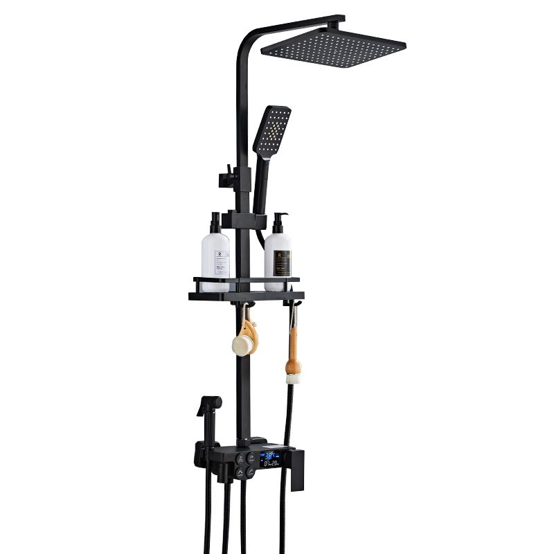 Modern Volume Control Shower Dual Shower Head Square Shower Faucet with Massage Jets