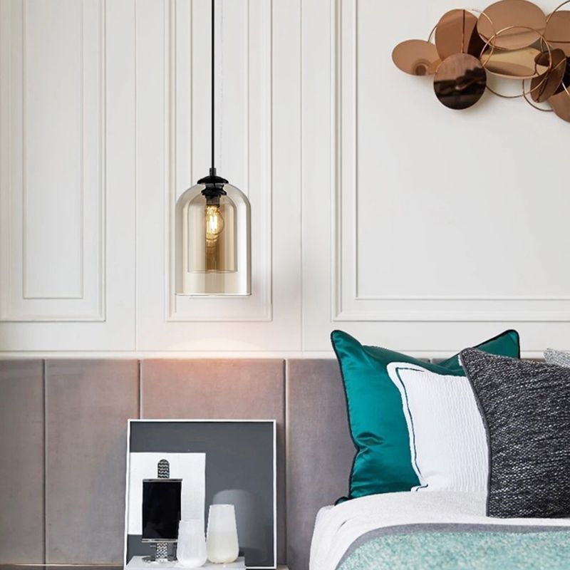 1 éclairage de verre de style moderne suspendu léger pour le salon