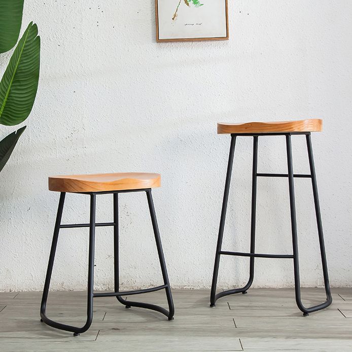 Modern Backless Armless Counter Stool Iron Bar Stool with Footrest