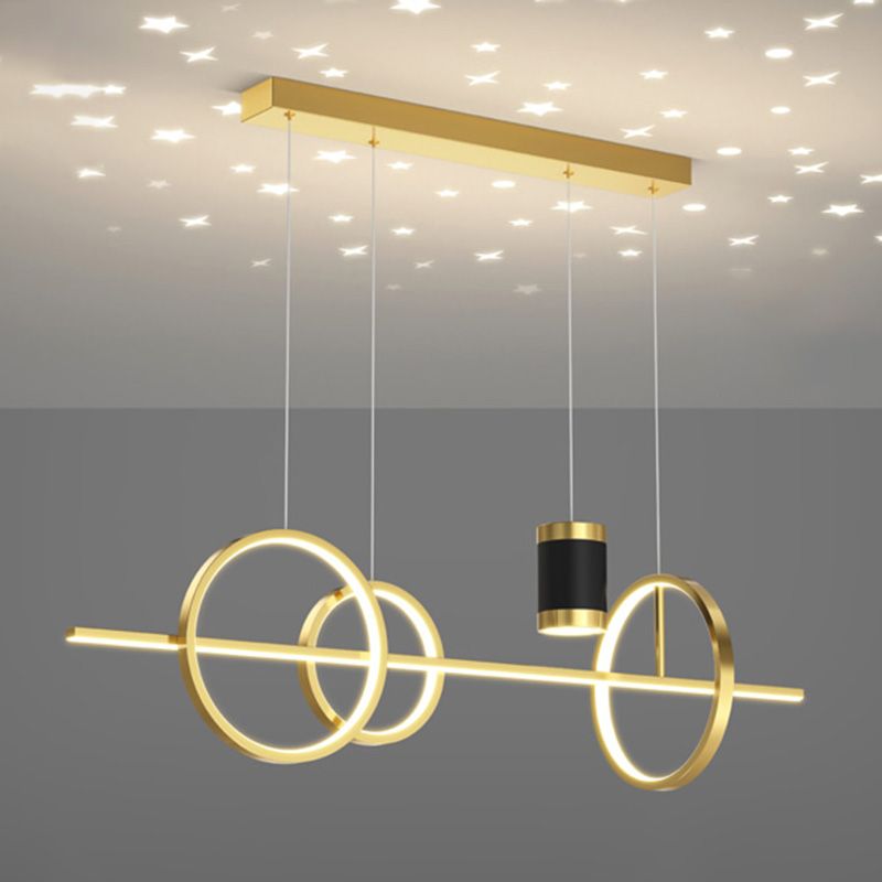 Contemporary Style Linear Island Lighting Ideas Metal 5- Light Island Pendant Lights
