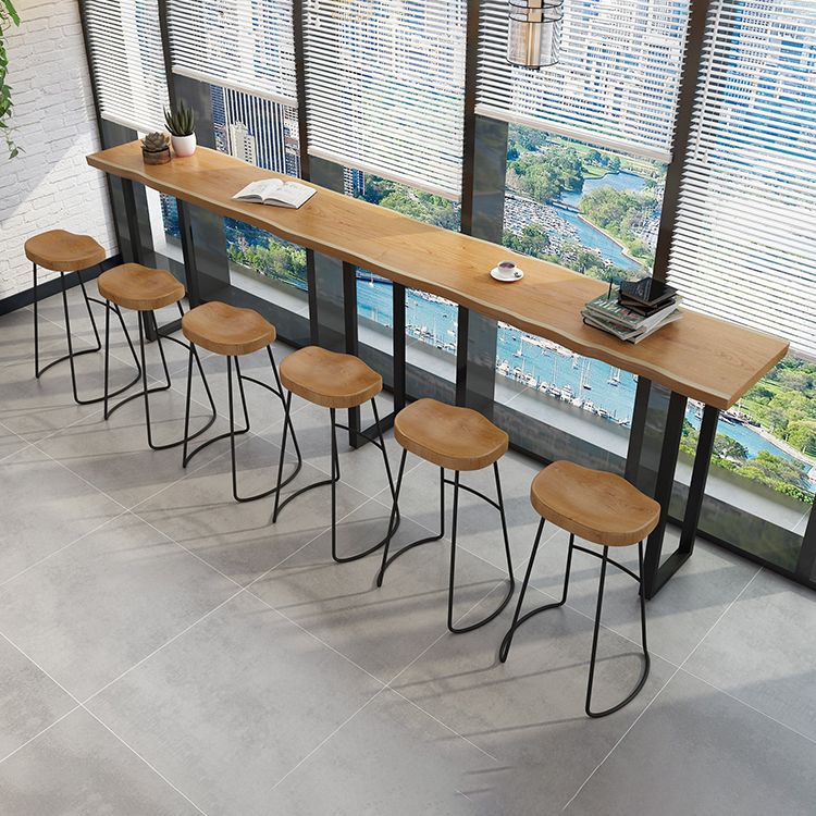 Sled Natural Wood Bistro Accent Dining Table Modern Rectangle Pub Height Dining Table