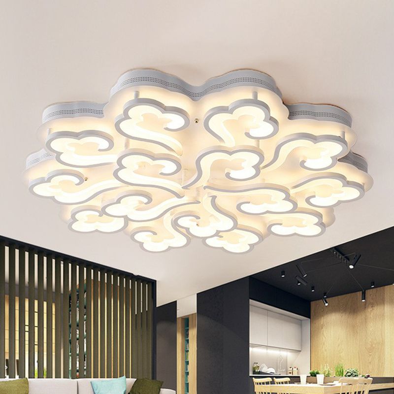 Weiße verheißungsvolle Cloud -LED Semi Flush Moderne Acrylspülendedecke Leuchte für Wohnzimmer