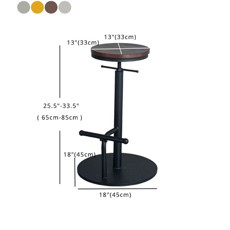 Industrial Adjustable Height Swivel Bar Stool Black Footrest Home Stool
