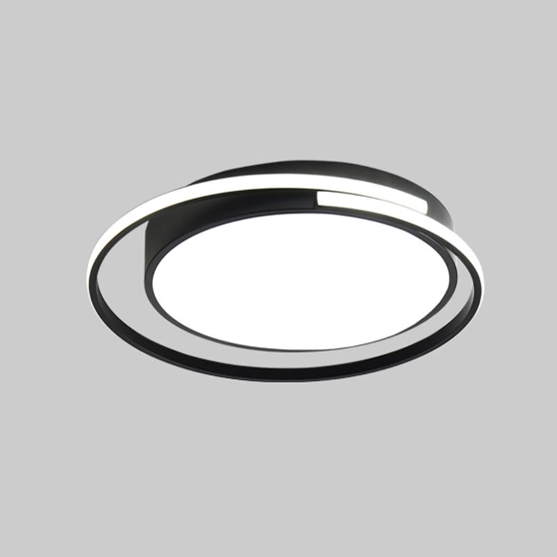 Black and White Metal Flush Mount Modern Style Rounded Ceiling Light Fixture for Bedroom