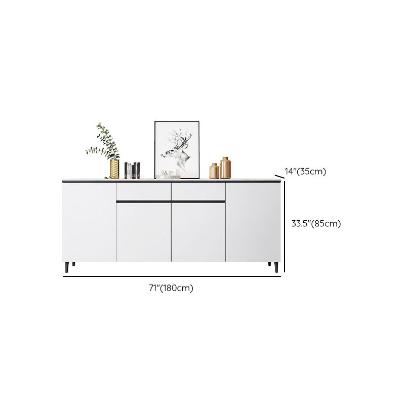 Modern Style Sintered Stone Top Storage Sideboard Cabinet in White