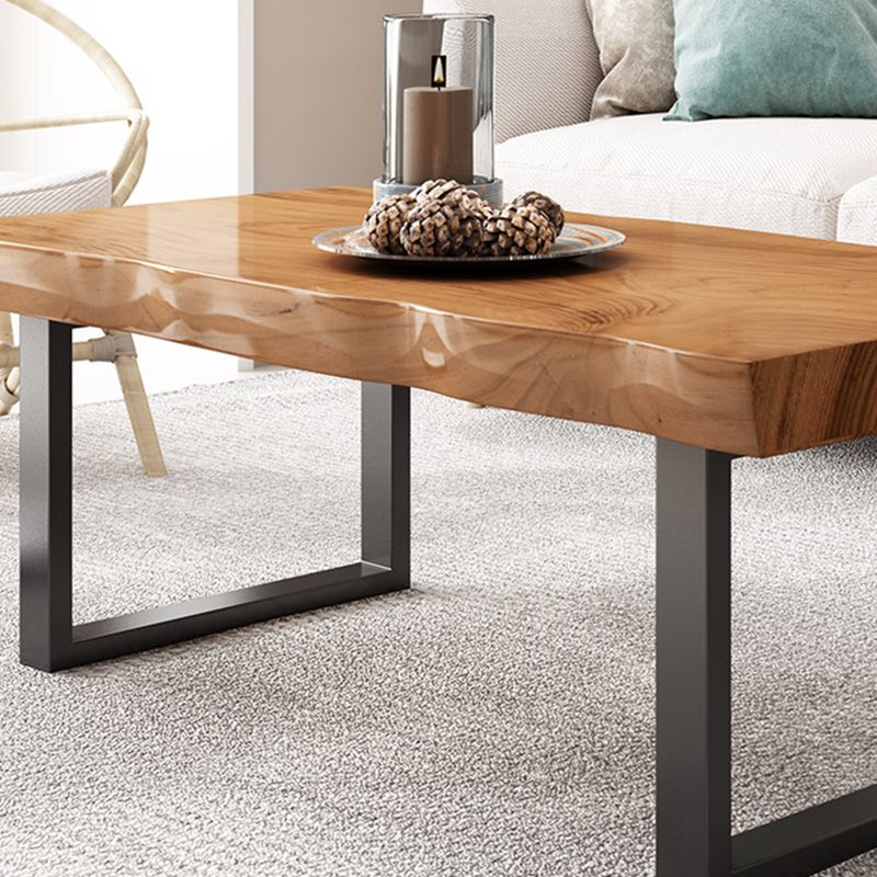 Contemporary Sled Coffee Table Rectangle Solid Wood Coffee Cocktail Table