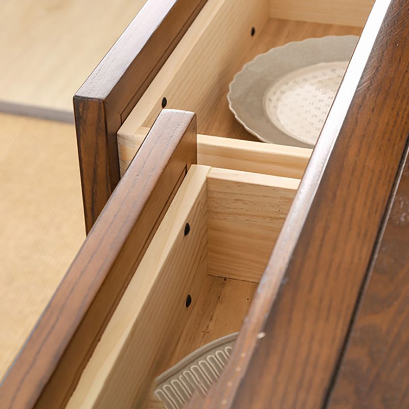 Solid Wood Storage Chest Dresser Brown Storage Chest with Drawers