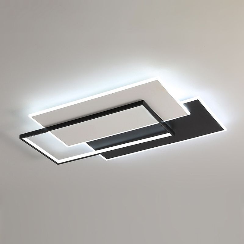 Modern Style Geometry Ceiling Lights Metal 3 Light Ceiling Lamps for Bedroom in Black