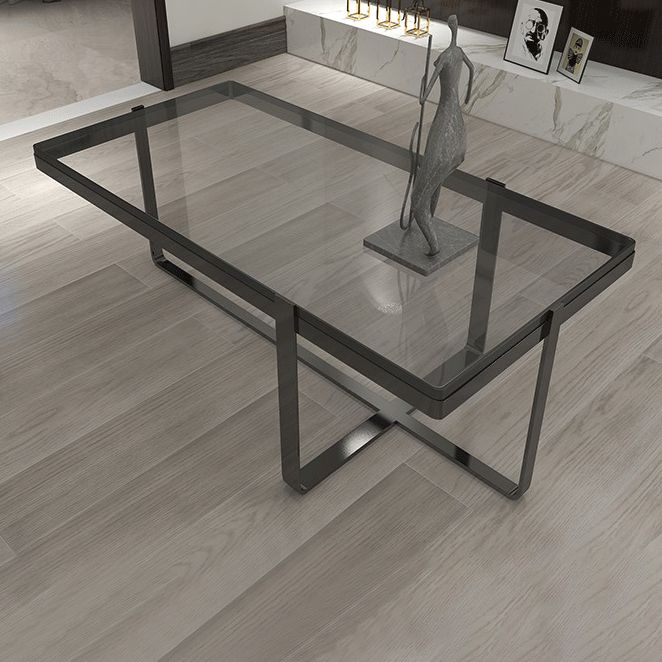 Glass Coffee Table Modern Simple Cross Legs Rectangle Cocktail Table