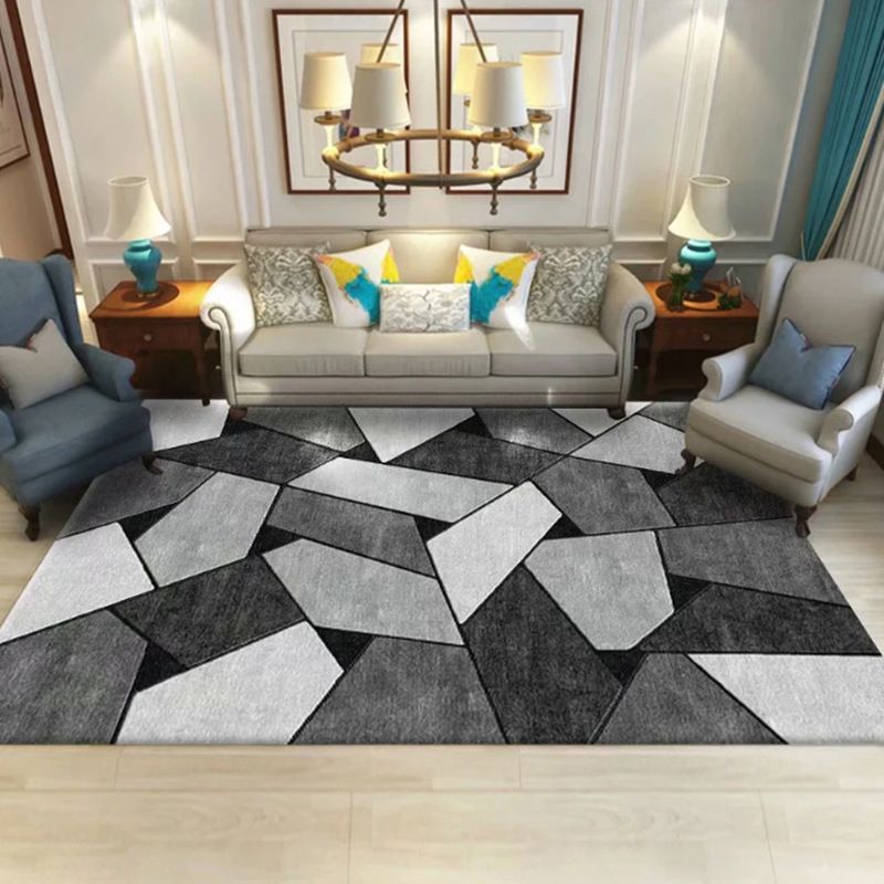 Beige Modern Rug Polyester Geometric Rug Non-Slip Backing Rug for Home Decoration