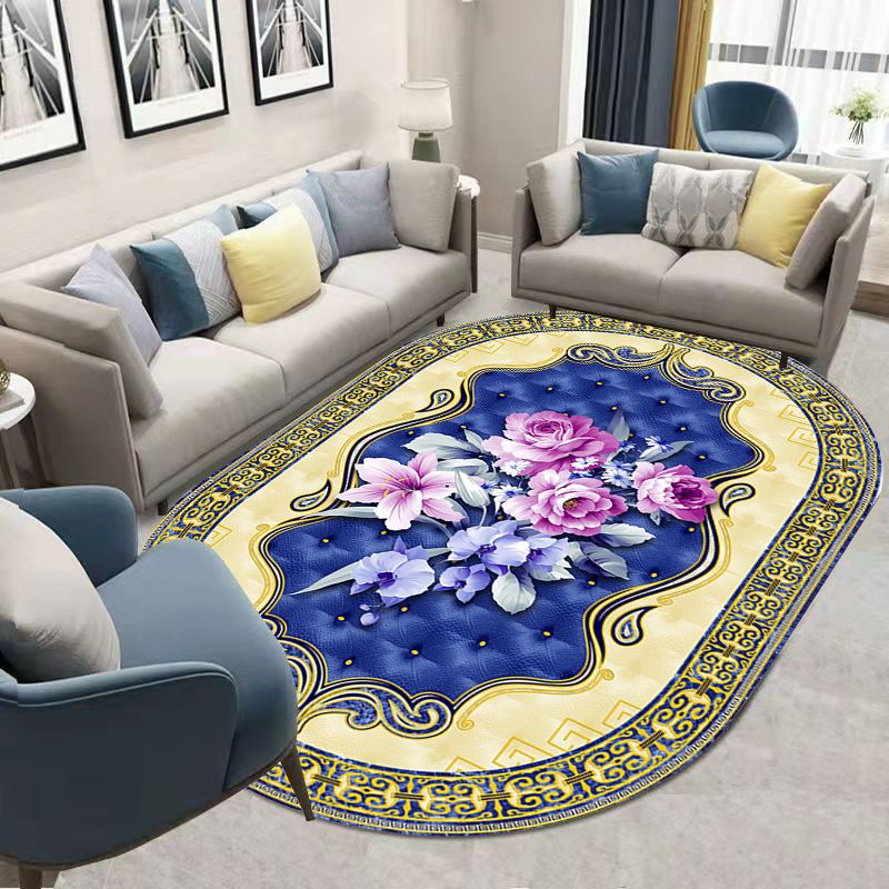 Green Bohemian Rug Blending Graphic Rug Non-Slip Backing Rug for Living Room