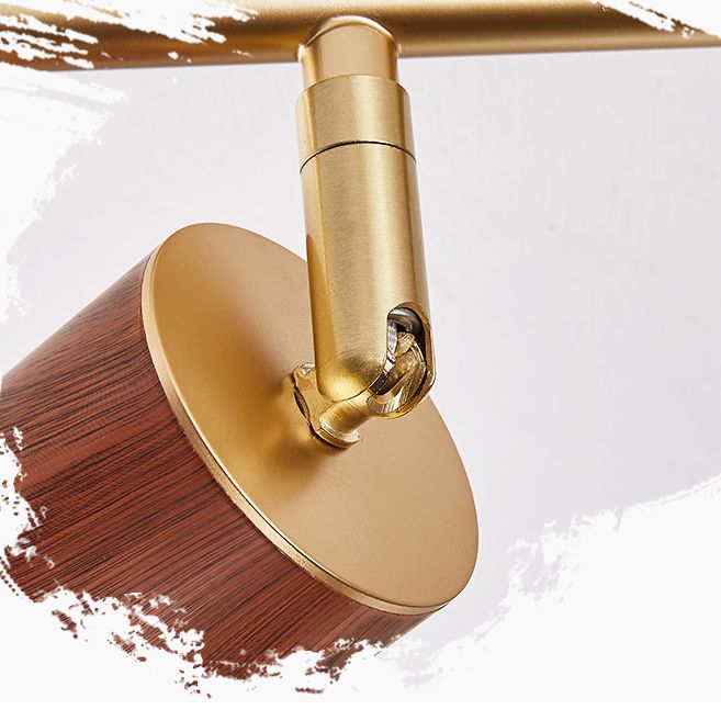 Modern Minimalist Track Lighting Fixtures New Chinese Walnut Color Household Living Room Bedroom Aisle Surface Mounted Spotlight