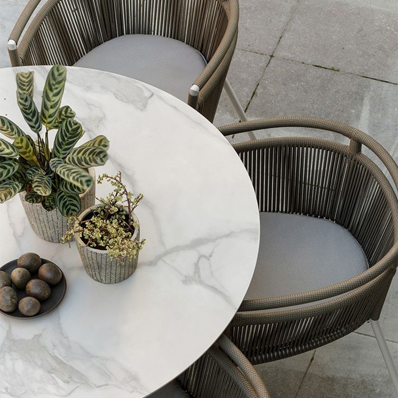 Boho Style Dining White Round Stone 1/2/5/6 Pieces Dining Set