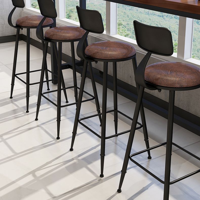 Industrial Style Bar Stool Wooden Counter Bar Stool with Metal Legs for Home