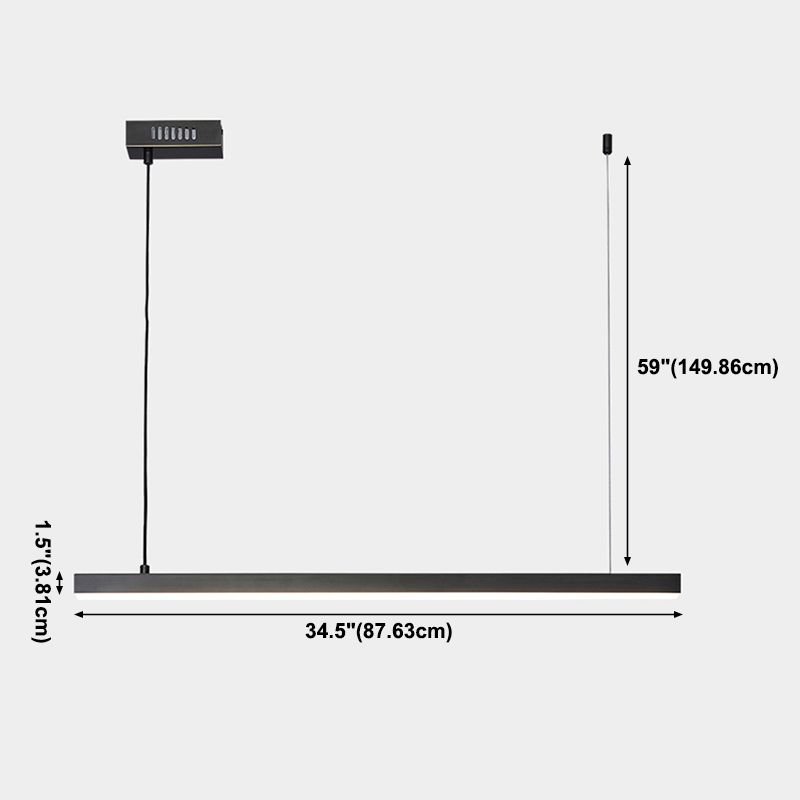 Black Copper Island Lighting Fixtures Modern 1-Light Linear Restaurant LED Suspension Lamp