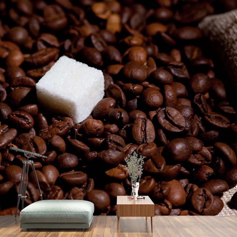 Coffee Beans Mural Contemporary Style Wall Decor for Coffee Shop, Water Resistant
