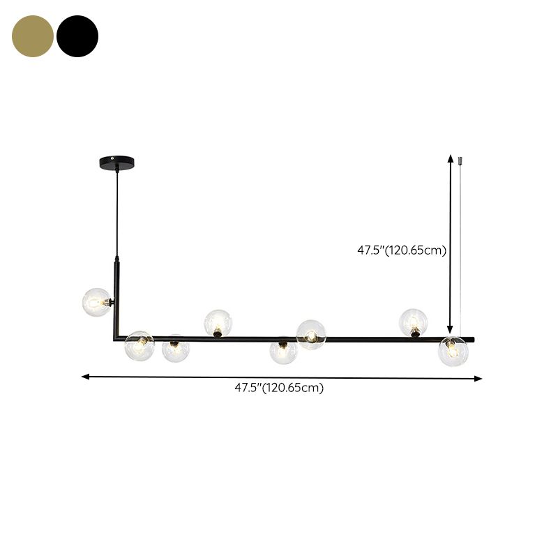 Modernism Glass Shaded Ceiling Light Black/Golden Kitchen Island Lighting for Home