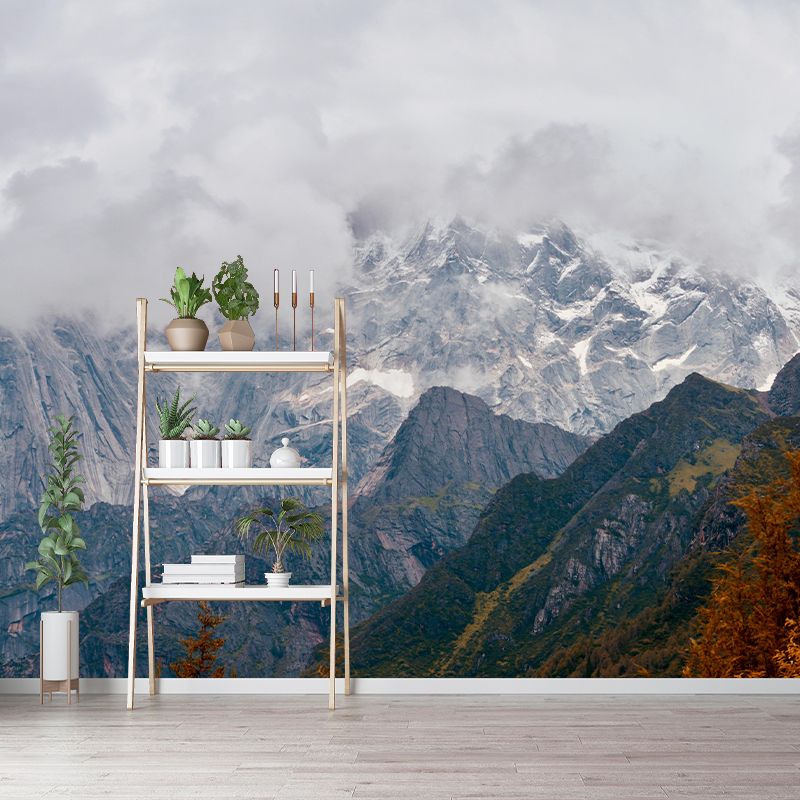 Contemporary Mountain Mural Environment Friendly Wallpaper for Home Decor