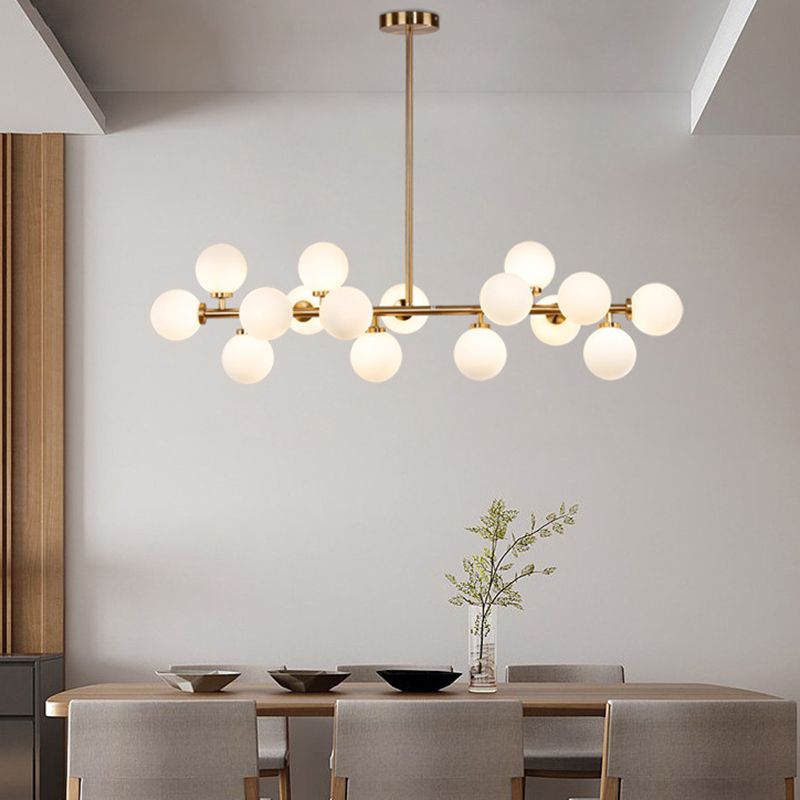 Modern Dining Chandelier Light Round Glass Shade Ceiling Hanging Light