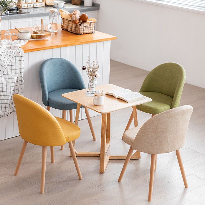 Modern Style Wood Chair Upholstered Fabric Dining Side Chair (Set of 2)