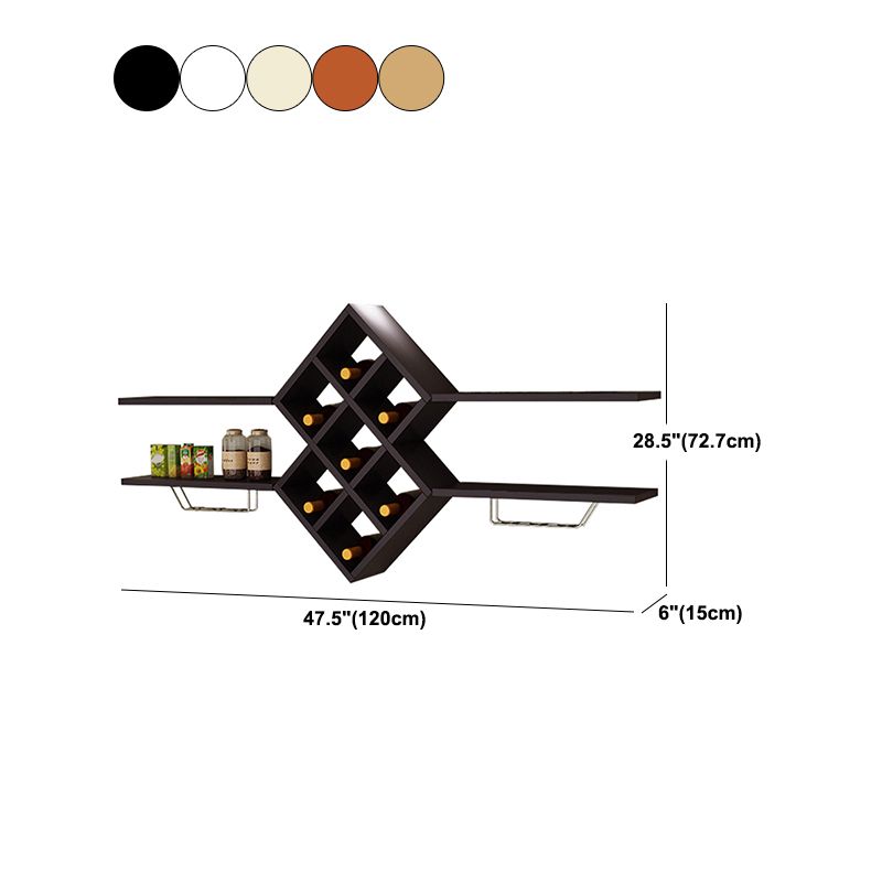 Contemporary Manufactured Wood Wine Bottle & Glass Rack Wall Mounted Wine Rack Kit