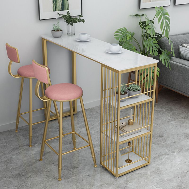 Glam Pub Height Dining Table Faux Marble Top Pub Table for Patio Use