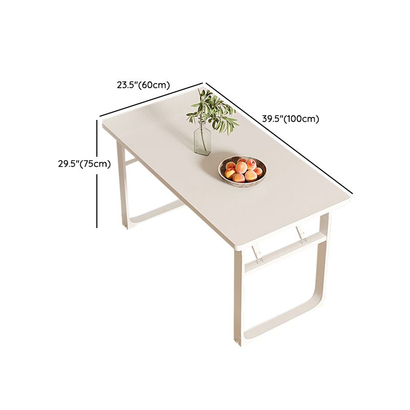 Modern Folding White Dining Table with Steel Sled Base for Dining Room