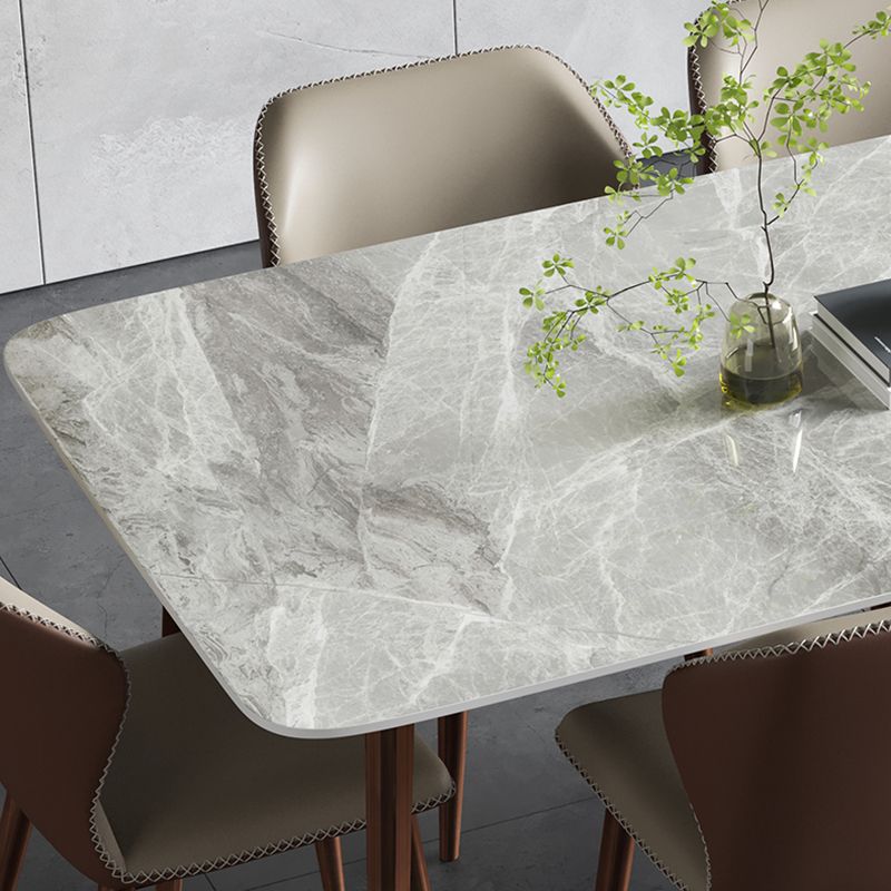 Mesa de comedor de piedra sinterizada Mesa rectangular de 4 patas de mediados de siglo para comedor